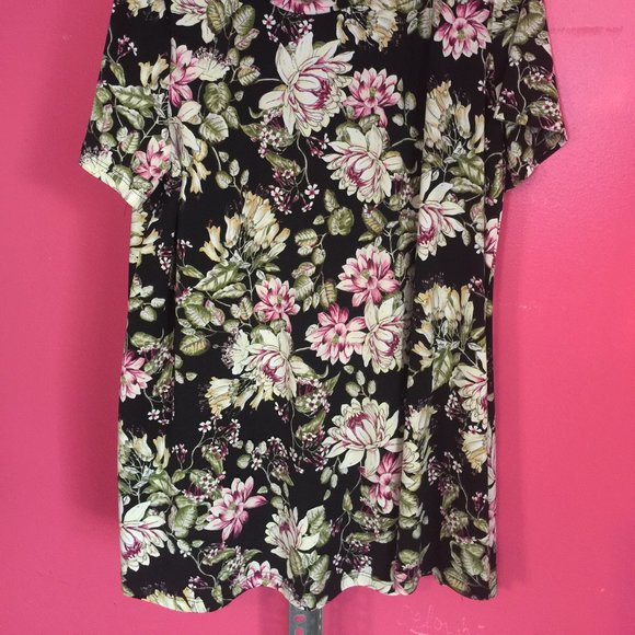 Ladies Polyester Black Floral Print Top Large - Picture 2 of 9